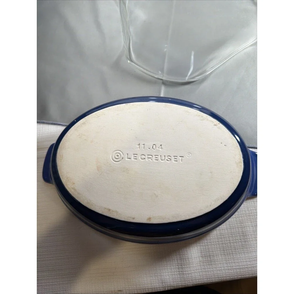 Le Creuset Heritage Stoneware Oval Au Gratin Baking Dish Marseille Blue 11.04